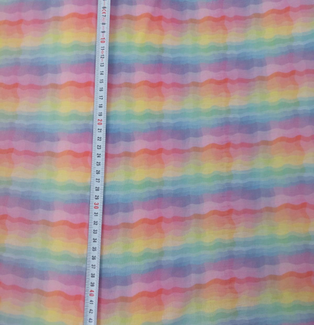 AFKLIP: Rainbow Fading Tartan: Organic Merino uld/silke jersey, Juels-Uld-Juels.dk