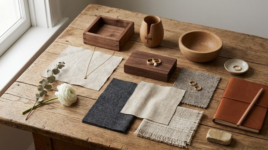 Styled flat-lay composition combining luxury lifestyle eleme